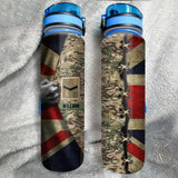 Personalized UK Soldier/ Veteran Rank Flag And Camo Water Tracker Bottle Printed 23APR-DT03