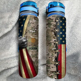 Personalized US Soldier/ Veteran Rank Flag And Camo Water Tracker Bottle Printed 23APR-DT03