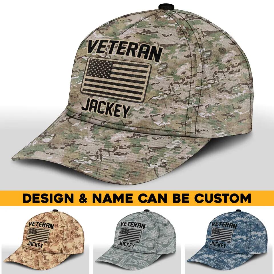 Personalized US Soldier/ Veteran Flag Camo Peaked Cap 3D Printed 23APR-HQ03