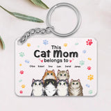 Personalized This Cat Mom Belongs To Cats & Name Cat Lovers Acrylic Keychain Printed 23APR-DT03