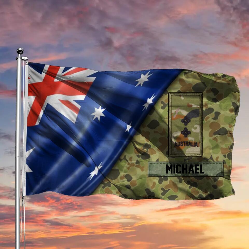 Personalized Australian Soldier/Veteran Flag Rank Camo House Flag Printed QTDT0404