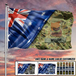 Personalized Australian Soldier/Veteran Flag Rank Camo House Flag Printed QTDT0404