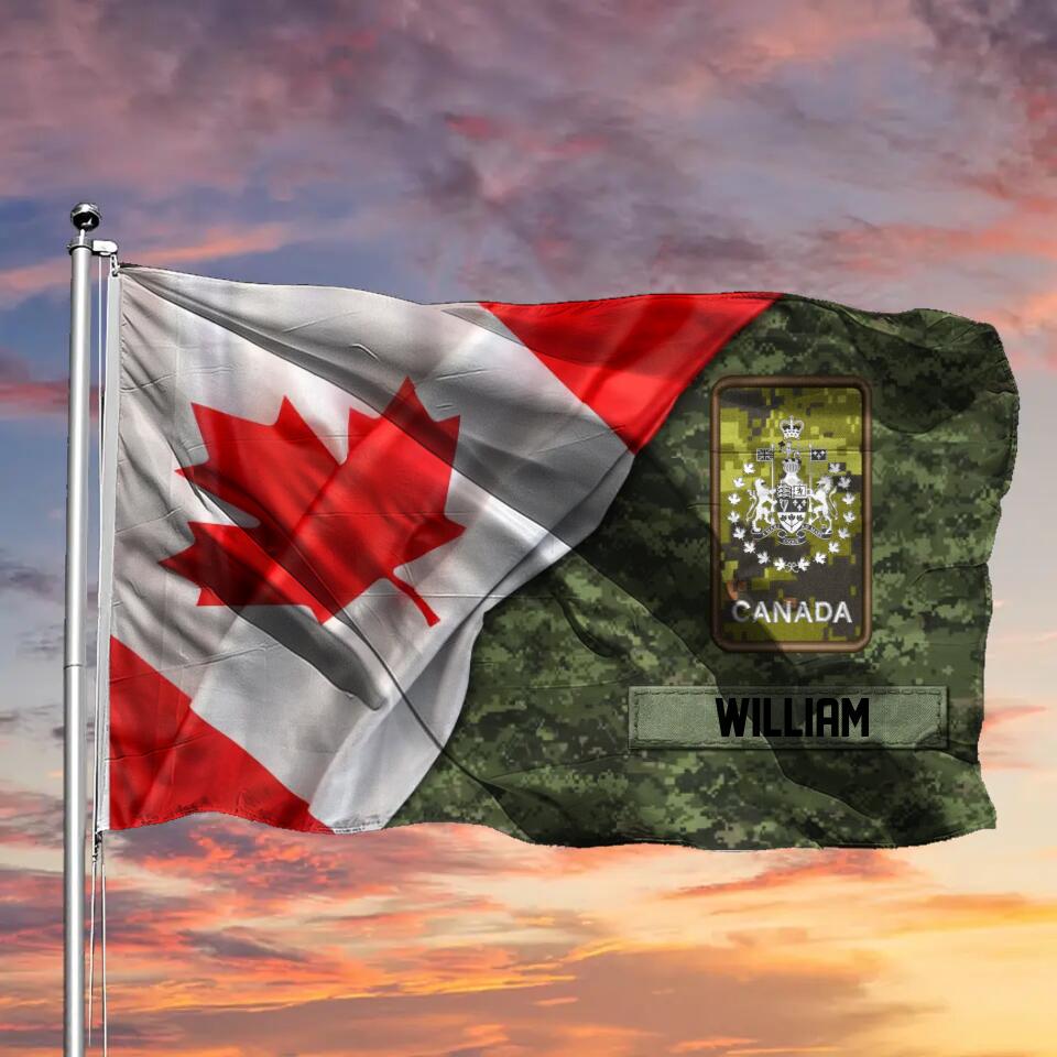 Personalized Canadian Soldier/Veteran Flag Rank Camo House Flag Printed QTDT0404