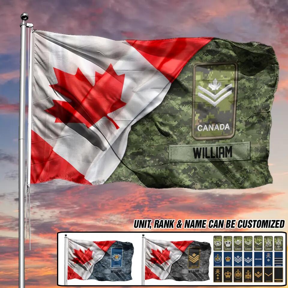 Personalized Canadian Soldier/Veteran Flag Rank Camo House Flag Printed QTDT0404