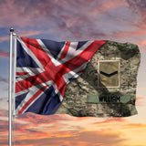 Personalized UK Soldier/Veteran Flag Rank Camo House Flag Printed QTDT0404