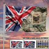 Personalized UK Soldier/Veteran Flag Rank Camo House Flag Printed QTDT0404