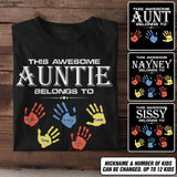 Personalized This Awesome Auntie Belongs To Hand Kid Name Tshirt Printed 23APR-DT04
