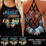 Personalized Blessed To Be Called Grandma Mom Aunt Nana Sunflower Kid Name Butterfly Criss Cross Tank Printed 23APR-DT04