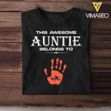 Personalized This Awesome Auntie Belongs To Hand Kid Name Tshirt Printed 23APR-DT04