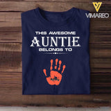Personalized This Awesome Auntie Belongs To Hand Kid Name Tshirt Printed 23APR-DT04