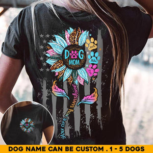 Personalized Dog Mom & Dog Name Sunflower Colorful Tshirts Printed QTHQ0404