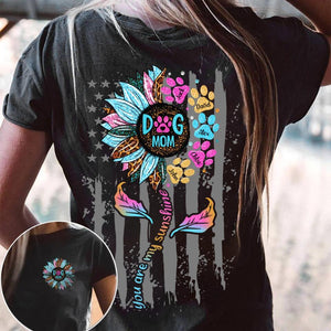 Personalized Dog Mom & Dog Name Sunflower Colorful Tshirts Printed QTHQ0404