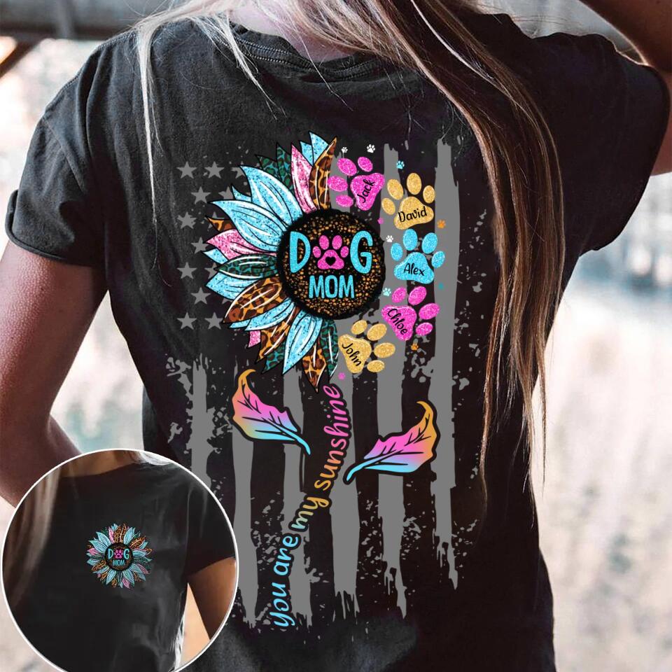 Personalized Dog Mom & Dog Name Sunflower Colorful Tshirts Printed QTHQ0404
