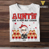 Personalized Auntie Like A Mom But Cooler & Kid's Name Tshirt Printed QTHQ0304
