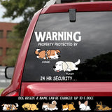 Personalized Warning Property Protected By Dog 24hr Security Decal Printed QTDT0504