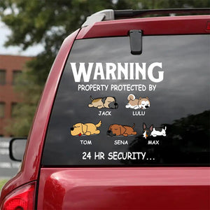 Personalized Warning Property Protected By Dog 24hr Security Decal Printed QTDT0504