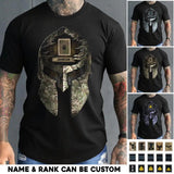 Personalized Spartan Skull British United Kingdom Soldier/ Veteran Rank Camo  Tshirt Printed 23APR-HQ06
