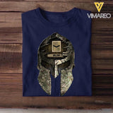 Personalized Spartan Skull British United Kingdom Soldier/ Veteran Rank Camo  Tshirt Printed 23APR-HQ06
