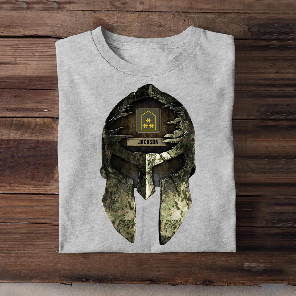 Personalized Spartan Skull Austrian Soldier/ Veteran Rank Camo  Tshirt Printed 23APR-HQ06