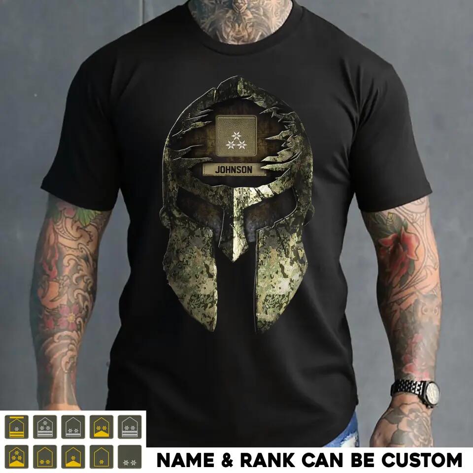 Personalized Spartan Skull Austrian Soldier/ Veteran Rank Camo  Tshirt Printed 23APR-HQ06