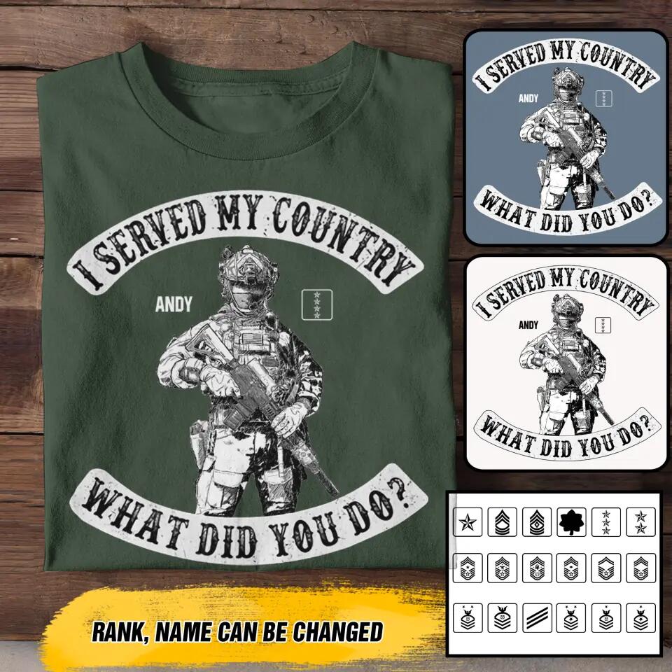 Personalized Norwegian Soldier/ Veteran I I Served My Country What Did You Do Tshirts 23APR-BQT06