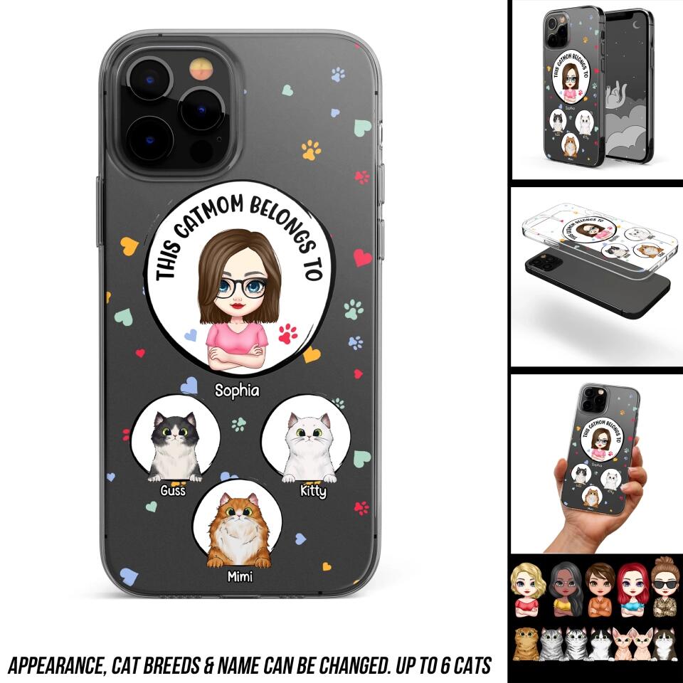 Personalized This Cat Mom Belongs To & Name Silicon Phonecase PNDT0604