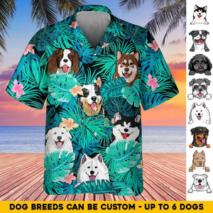 Personalized Dogs On Tropical Background Dog Lovers Gift Hawaii Shirt Printed QTHQ0704