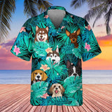 Personalized Dogs On Tropical Background Dog Lovers Gift Hawaii Shirt Printed QTHQ0704