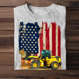 Personalized Upload Your Heavy Equipment Operator Photo US Flag Tshirts 23APR-HQ07