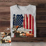 Personalized Upload Your Chainsaw Photo Arborist 
 US Flag Tshirts 23APR-DT07