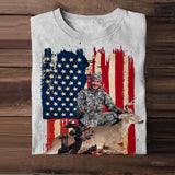 Personalized Upload Your Deer Hunting Photo 
 US Flag Tshirts 23APR-DT07