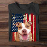 Personalized Upload Your Pitbull Photo 
 US Flag Tshirts 23APR-DT07