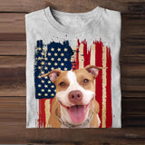 Personalized Upload Your Pitbull Photo 
 US Flag Tshirts 23APR-DT07