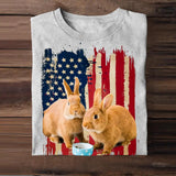 Personalized Upload Your Rabbit Photo 
 US Flag Tshirts 23APR-DT07