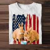 Personalized Upload Your Rabbit Photo 
 US Flag Tshirts 23APR-DT07