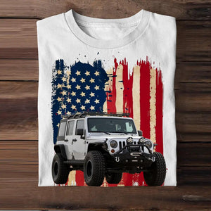 Personalized Upload Your Jeep Photo 
 US Flag Tshirts 23APR-DT07