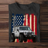 Personalized Upload Your Jeep Photo 
 US Flag Tshirts 23APR-DT07