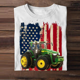 Personalized Upload Your Tractor Photo 
 US Flag Tshirts 23APR-DT07