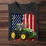 Personalized Upload Your Tractor Photo 
 US Flag Tshirts 23APR-DT07