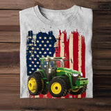 Personalized Upload Your Tractor Photo 
 US Flag Tshirts 23APR-DT07