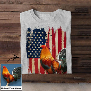 Personalized Upload Your Rooster Photo 
 US Flag Tshirts 23APR-PN10