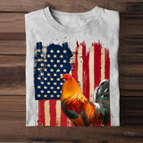 Personalized Upload Your Rooster Photo 
 US Flag Tshirts 23APR-PN10