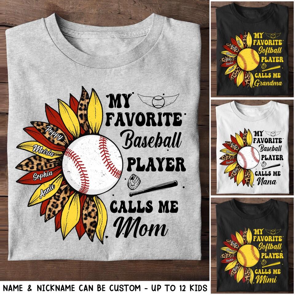 Personalized My Favorite Baseball/Softball Player Calls Me Mom Tshirts QTHQ1104