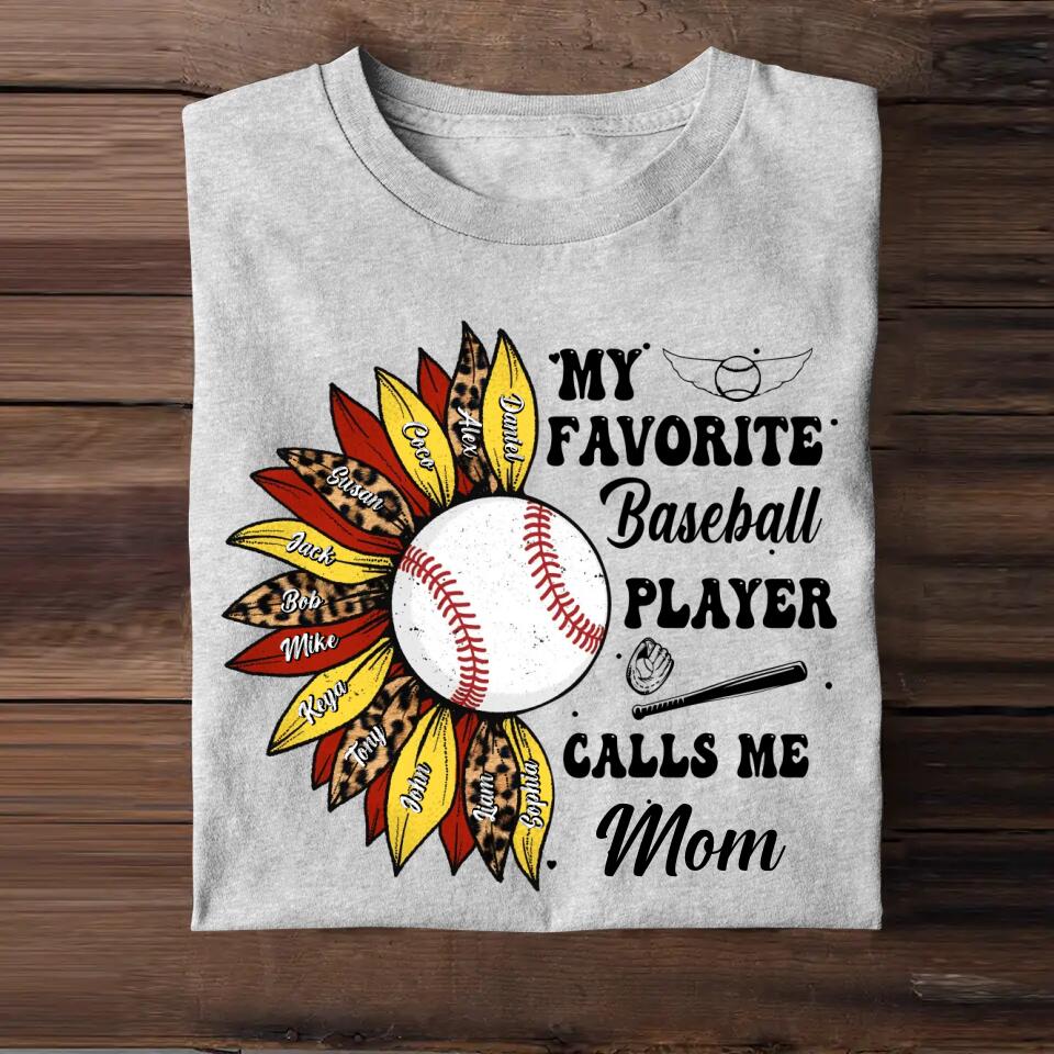 Personalized My Favorite Baseball/Softball Player Calls Me Mom Tshirts QTHQ1104
