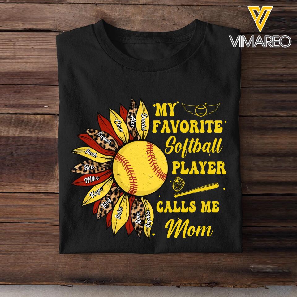 Personalized My Favorite Baseball/Softball Player Calls Me Mom Tshirts QTHQ1104