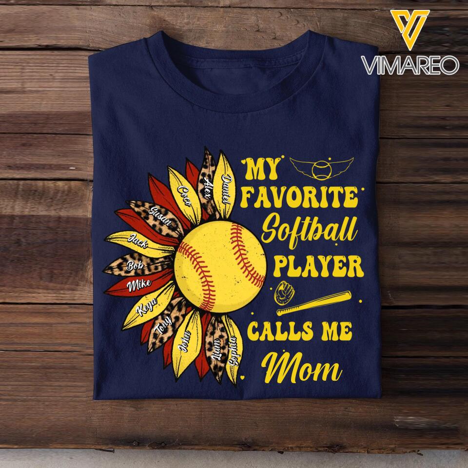 Personalized My Favorite Baseball/Softball Player Calls Me Mom Tshirts QTHQ1104