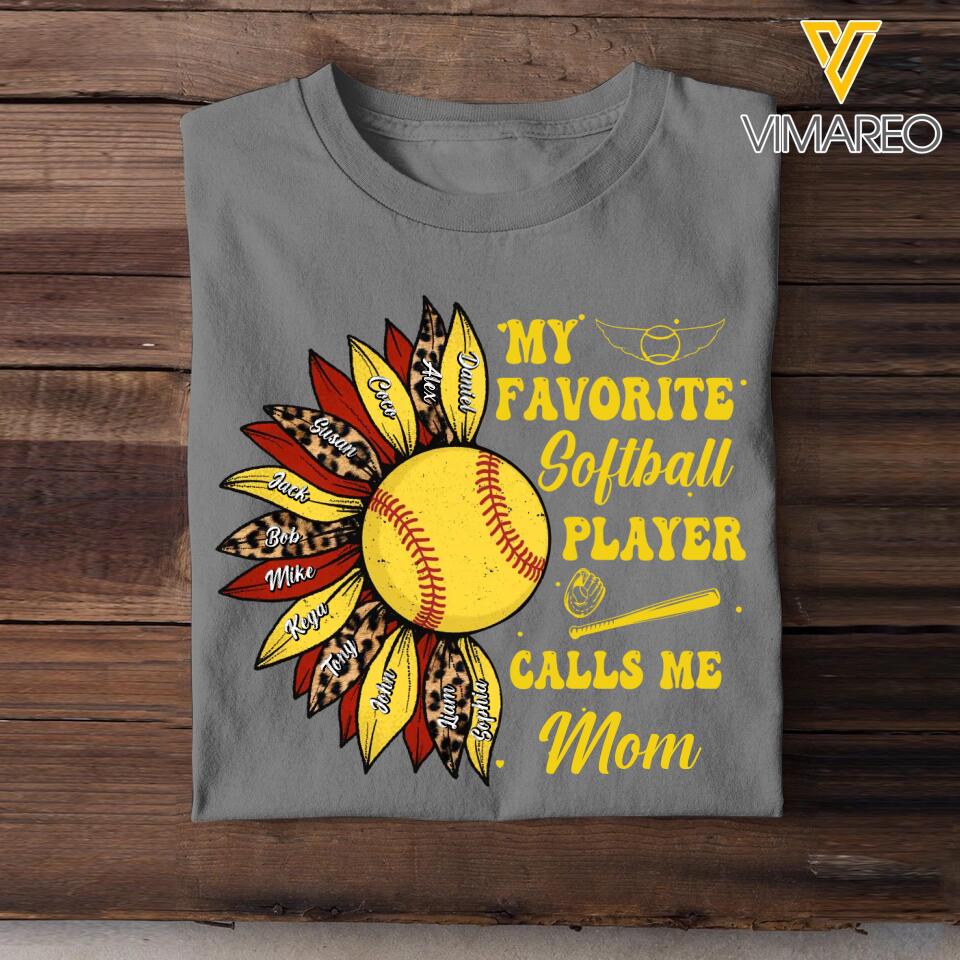 Personalized My Favorite Baseball/Softball Player Calls Me Mom Tshirts QTHQ1104