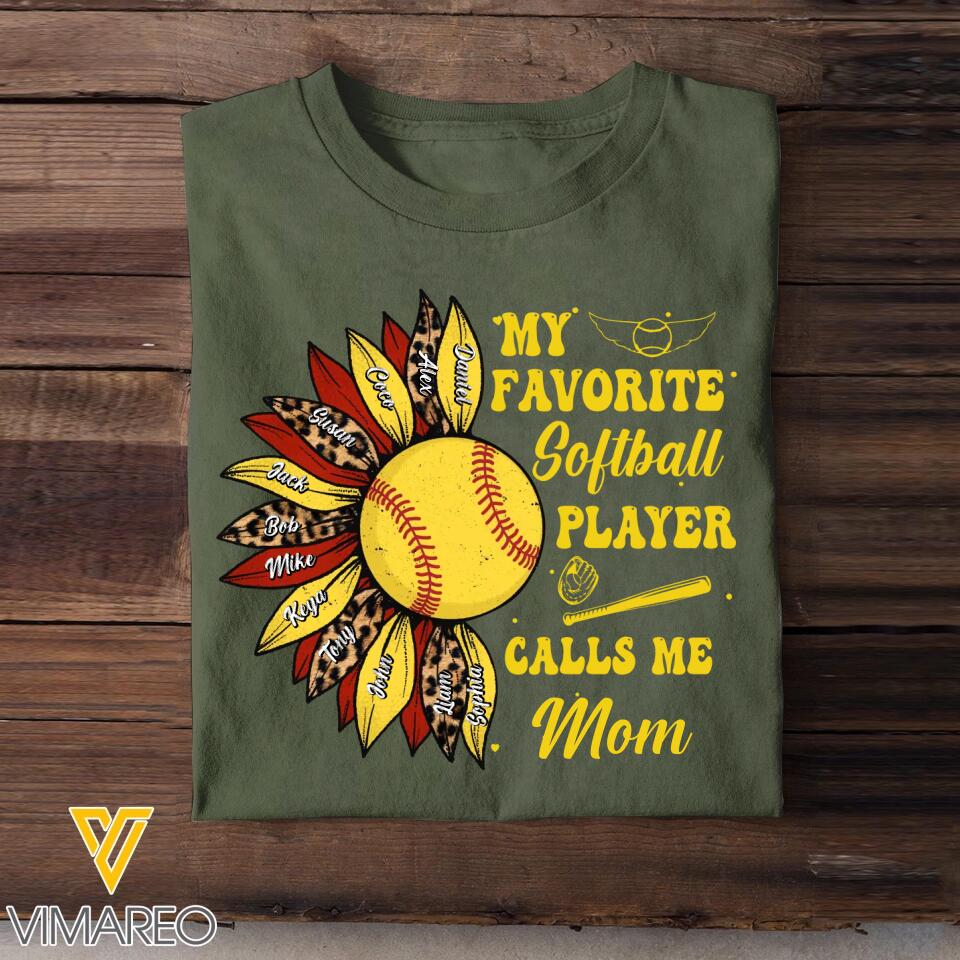 Personalized My Favorite Baseball/Softball Player Calls Me Mom Tshirts QTHQ1104