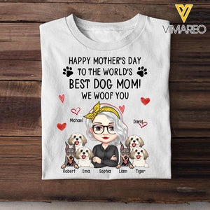 Personalized Happy Mother's Day To The World Best Dog Mom We Woof You  Tshirt Printed 23APR-BQT12