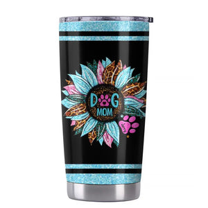 Personalized Dog Mom & Dog's Name Sunflower Colorful Woman's Tumbler Printed 23APR-BQT15